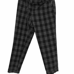 Black Gray Plaid Women Pants